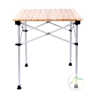 【山野賣客】GoSport 92347-OT 四人木捲桌 原木色桌面 兩段鋁腳 蛋捲桌 摺疊桌