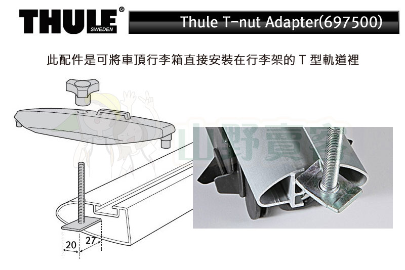 THULE 都樂 SlideBar 轉接器T-track adapte PowerGrip 6974